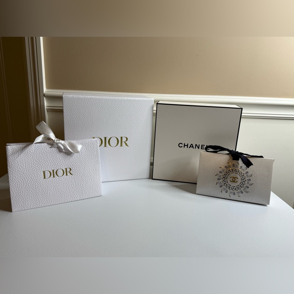 CHANEL & Dior White, Black, and Gold Boxes
